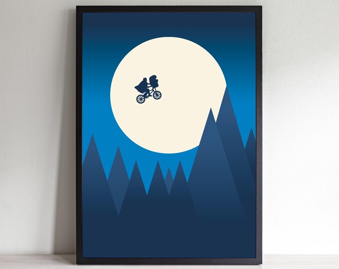 ET Poster without Title – Retro Minimalist Sci-Fi Movie Print | Illustrated 80s Film Art