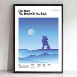 Empire Strikes Back Poster - Minimalist Swiss Design - Star Wars Wall Art - Sci-Fi Movie Print - Retro Illustrated Poster - Gift for Fans