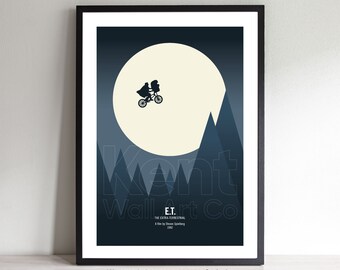 ET The Extra Terrestrial gedempte minimalistische filmposter, klassieke Spielberg designer muurkunst filmafdruk