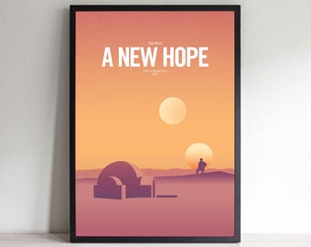 Star Wars A New Hope Poster – Retro Minimalist Sci-Fi Wall Art | Classic Movie Print