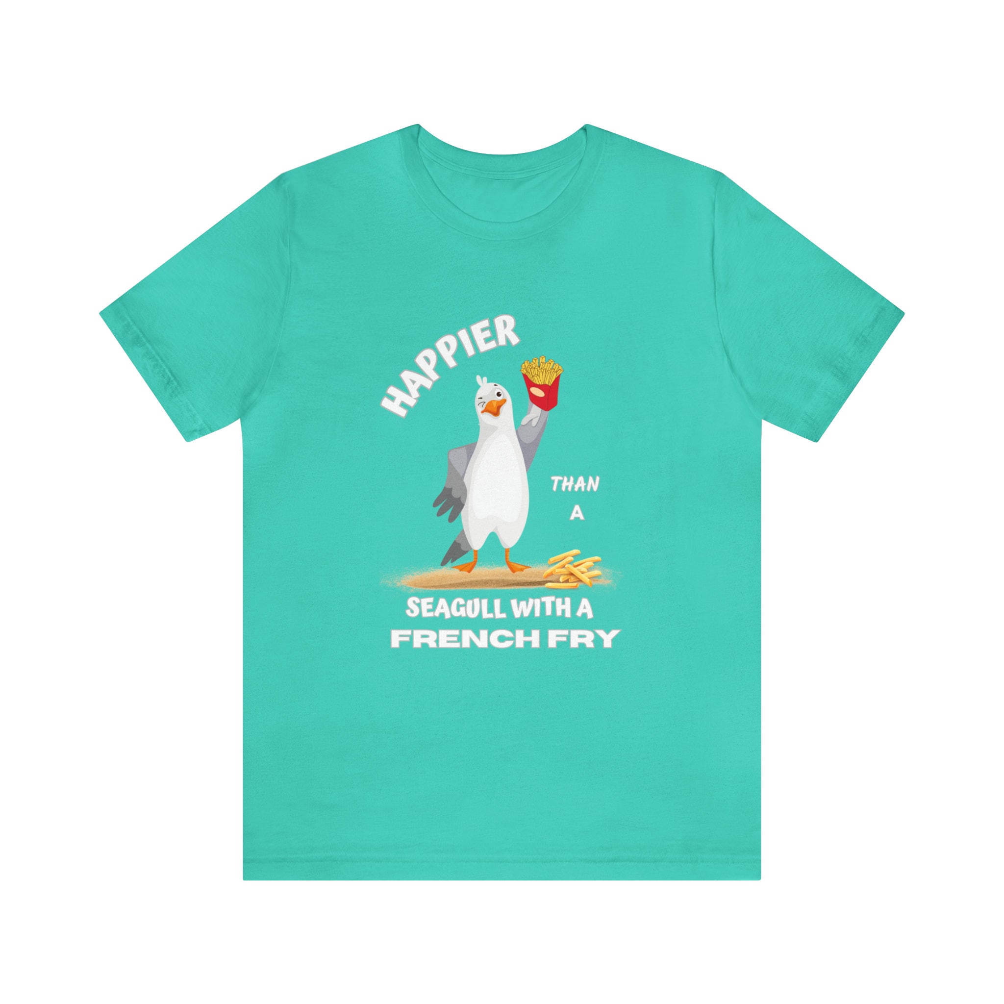 Happier Than Seagull With a French Fry Beach Tee - Etsy