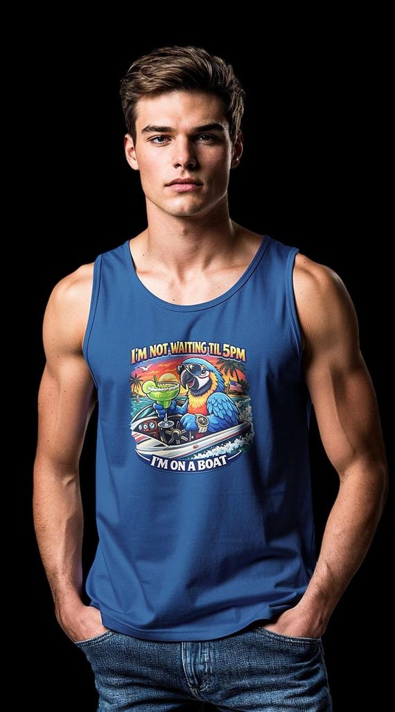 I'm Not Waiting Till 5pm I'm On A Boat Tank Top | Tropical Parrot Margarita Vibes