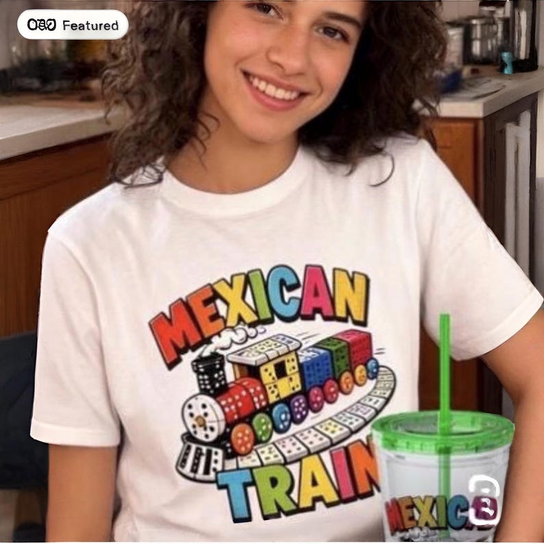 Mexican Train Dominoes T-Shirt | Colorful Train Domino Family Game Night Tee image 1