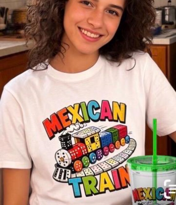 Mexican Train Dominoes T-Shirt | Colorful Train Domino Family Game Night Tee