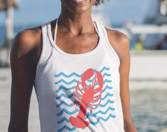 Lobster Graphic Tank Top - Summer Beachwear, Mariner Lifestyle Vibe Vacation Apparel
