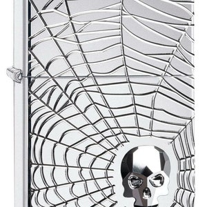 Zippo Lighter: Armor Spider Web and Skull Emblem - High
