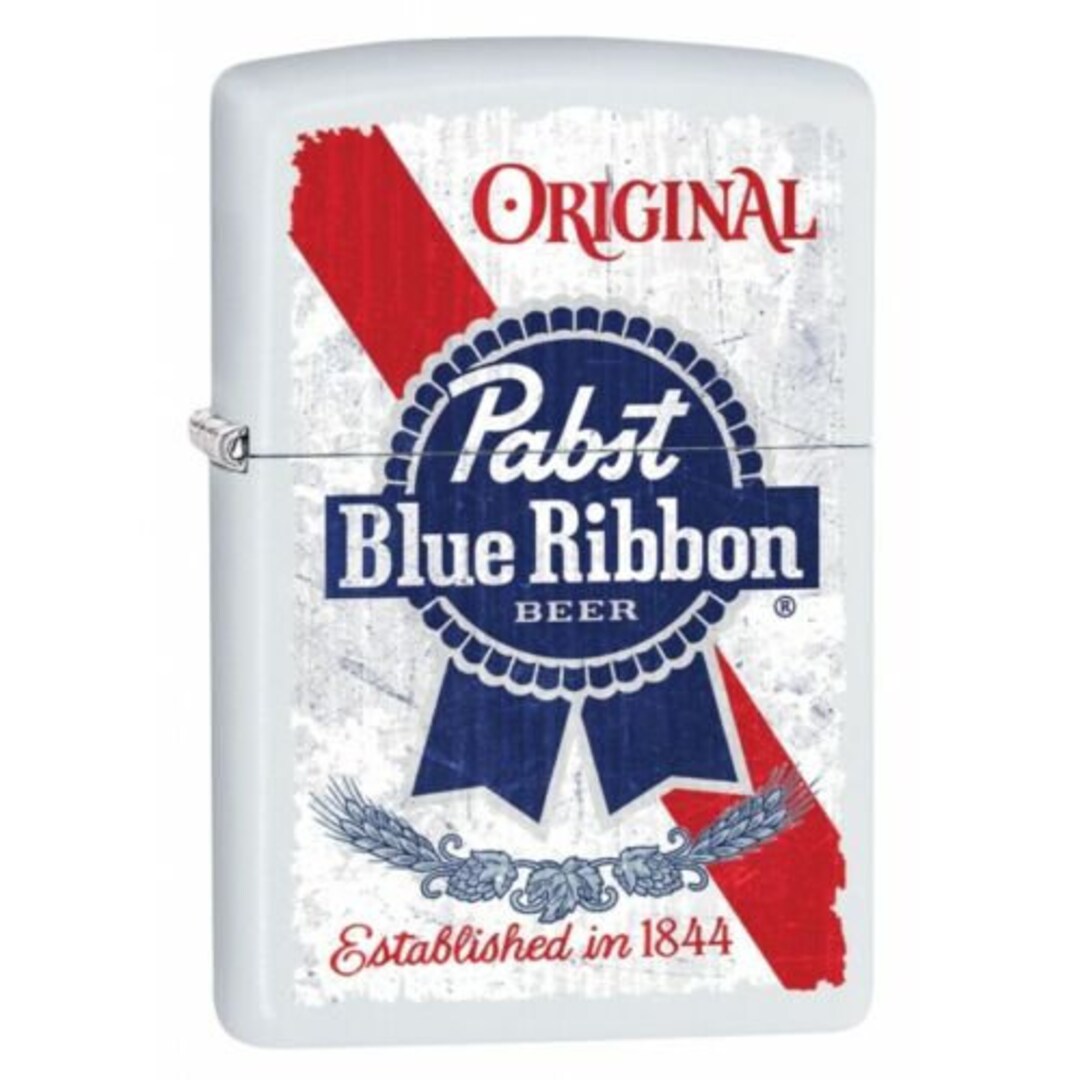 Zippo Lighter Pabst Blue Ribbon Beer Original Logo White Matte Etsy