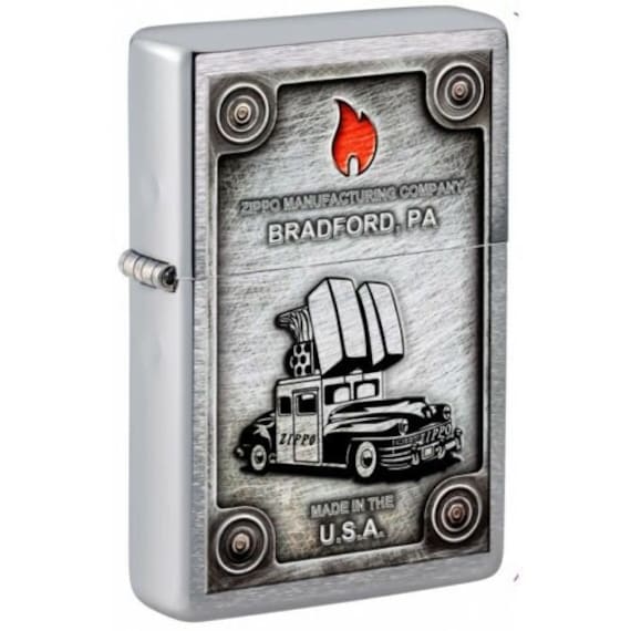 Zippo Lighter: Zippo Car Design - Brushed Chrome - Etsy