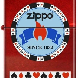 Gentleman&#39;s Bet Poker Chip on Candy Apple Red Zippo Lighter