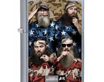 Encendedor Zippo cromado con logotipo de Patriotic Duck Dynasty