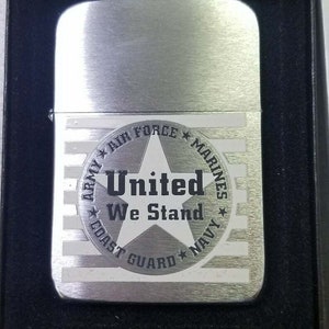 ZIPPO MILITARY &quot;United We Stand&quot; lighter Army Navy Air force Marines Coast Guard