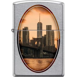 Sharp Oval New York City Skyline  Zippo Lighter