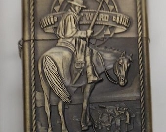 Cool Brass Finish Cowboy With Rifle Case Lighter