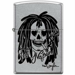 Neal Taylor Skull With Dreads Feel No Pain Zippo Lighter