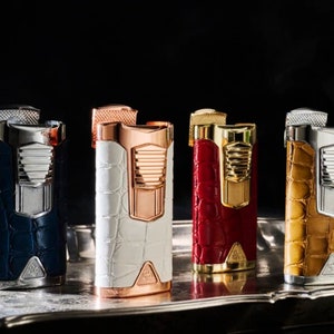 Rocky Patel Statesman Silver W/Blue Leather Torch Lighter Lifetime Warranty