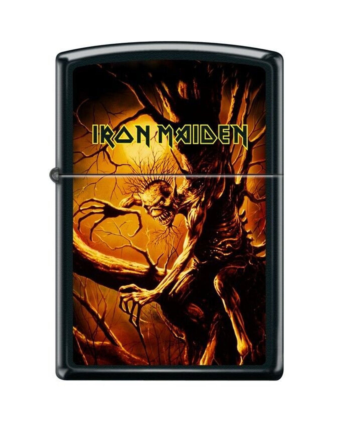 Zippo Lighter Spooky Iron Maiden Black Matte Finish Etsy