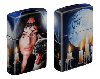 Mazzi Woman & Black Panther Lighter, 540 Color Process Zippo Lighter