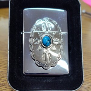Rare 2000 Polished Chrome Turquoise Concho Zippo Lighter