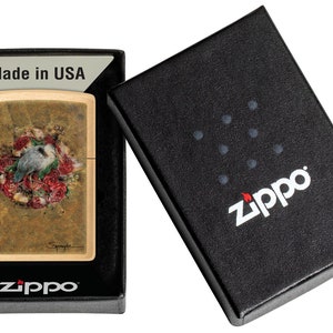 Zippo Spazuk Bird and Roses Design Brushed Brass Windproof Lighter