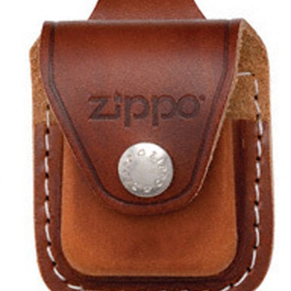 Sharp Lazer Engraved Brown  Leather  Zippo Lighter Case