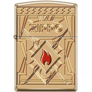 Rare Limited Edition Polished Brass Armor Deep Carved Zippo Flame  Zippo Lighter Only 100 Made
