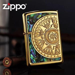 Rare Japanese Issue High Polished Gold Inlaid Shell Compass