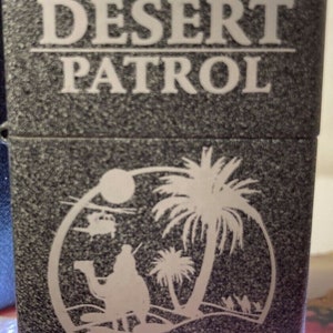 Rare Custom Engraved Ironstone Kuwait Desert Patrol Lighter