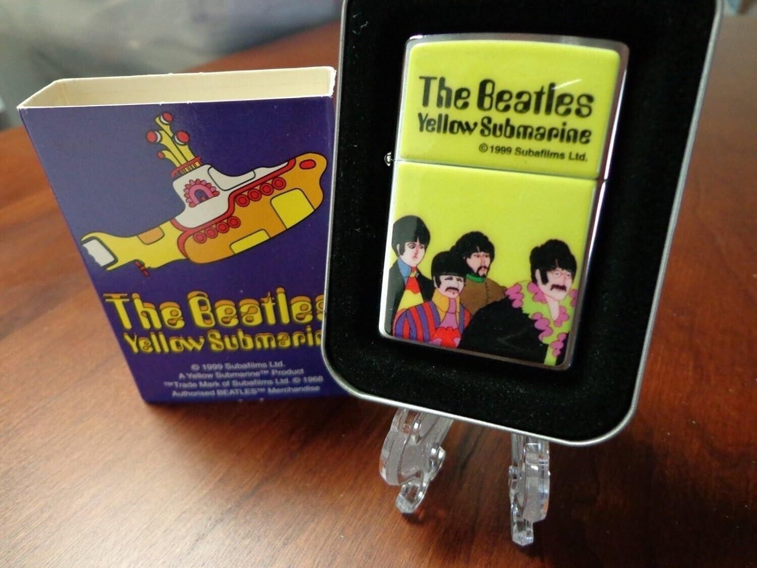Rare Retired Beatles Yellow Submarine Zippo Lighter in Tin W 