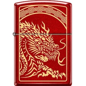 Oriental Dragon Metallic Red Finish Zippo Lighter