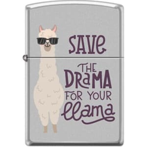 Save The Drama For Yor Llama Satin Chrome Zippo Lighter