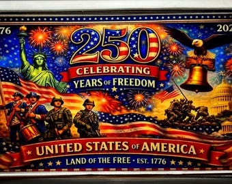 Superbe étui à cigarettes avec oeuvre d'art du 250e anniversaire des États-Unis, Kings & 100's