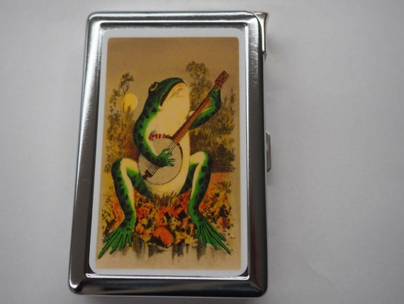 frog cigarette case Holder $18 Vintage Illustration Smoking Frog Cigarette