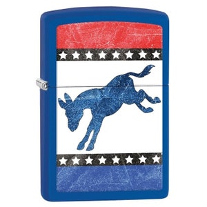 Collectable Political Democrat Donkey - Royal Blue Matte ZIPPO LIGHTER
