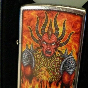 Horned Devil Flames Zippo Lighter