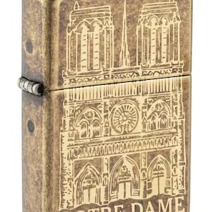 Notre Dame Cathedral Antique Brass Zippo Lighter
