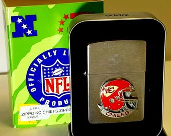 Rare Retired  Kansas City NFL  Enameled Helmet Emblem  Zippo Lighter