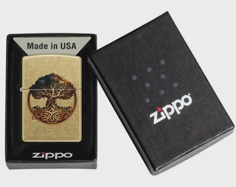 Knotted Tree of Life Design, Street Brass  Zippo