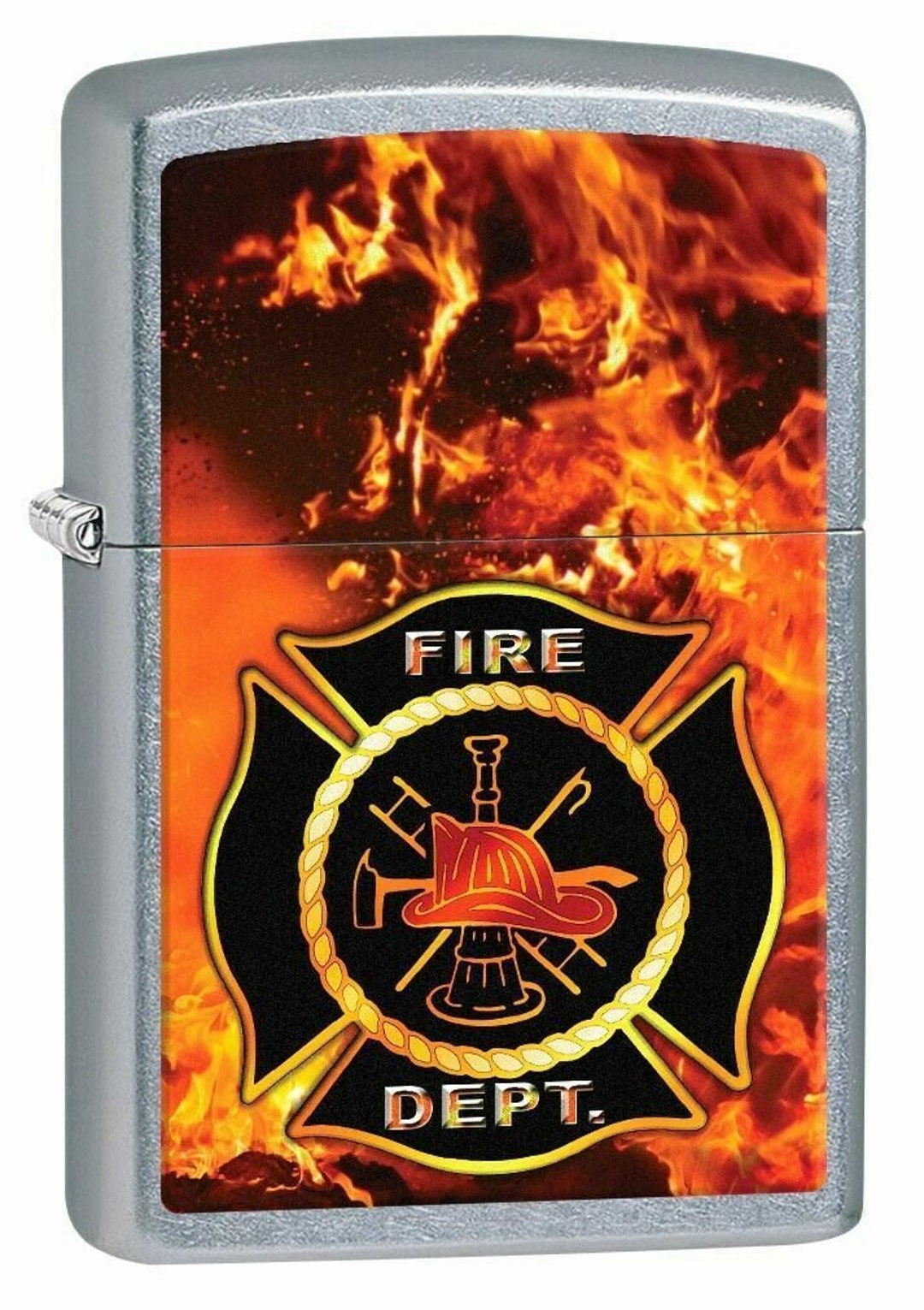 Zippo Lighter Firefighter Seal Street Chrome Etsy
