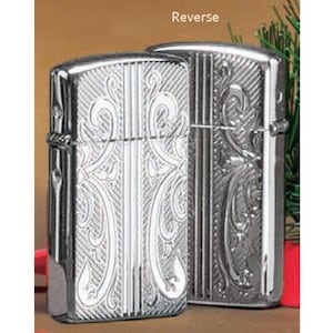 Isqueiro ZIPPO cromado polido alto fino de elegância esculpida profunda de 2 lados
