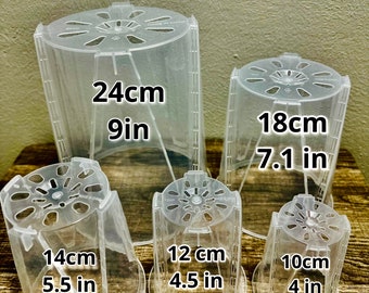 SET of 5 Clear Transparent Sturdy Plastic Nursery Tall Pot in Different Sizes (Hexagon Shape) USA Seller Spring Easter