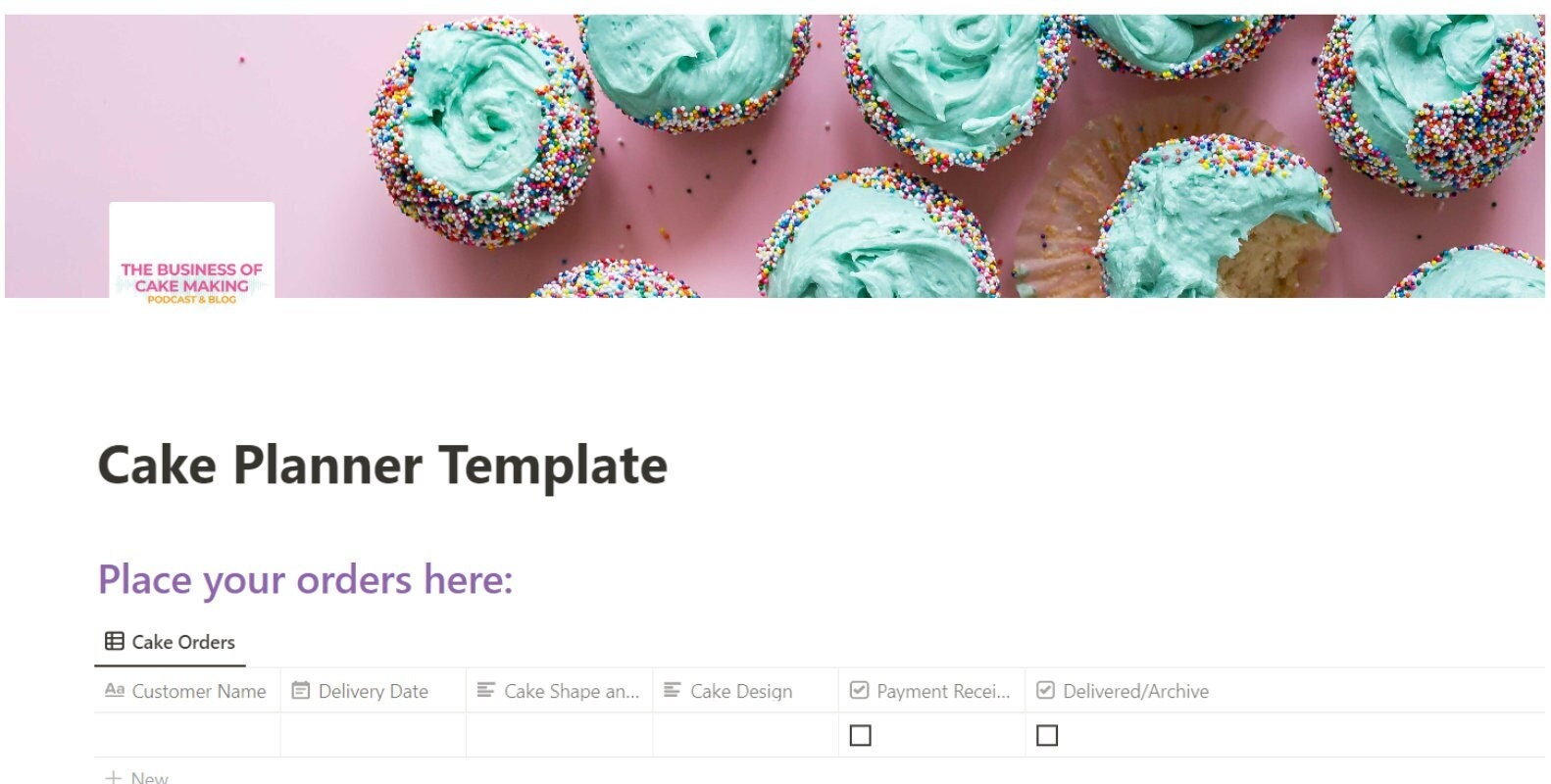 Cake Planner Notion Template - Etsy