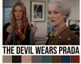 Póster de El diablo viste de Prada: Monólogo cerúleo de Miranda Priestly, arte cinematográfico retro
