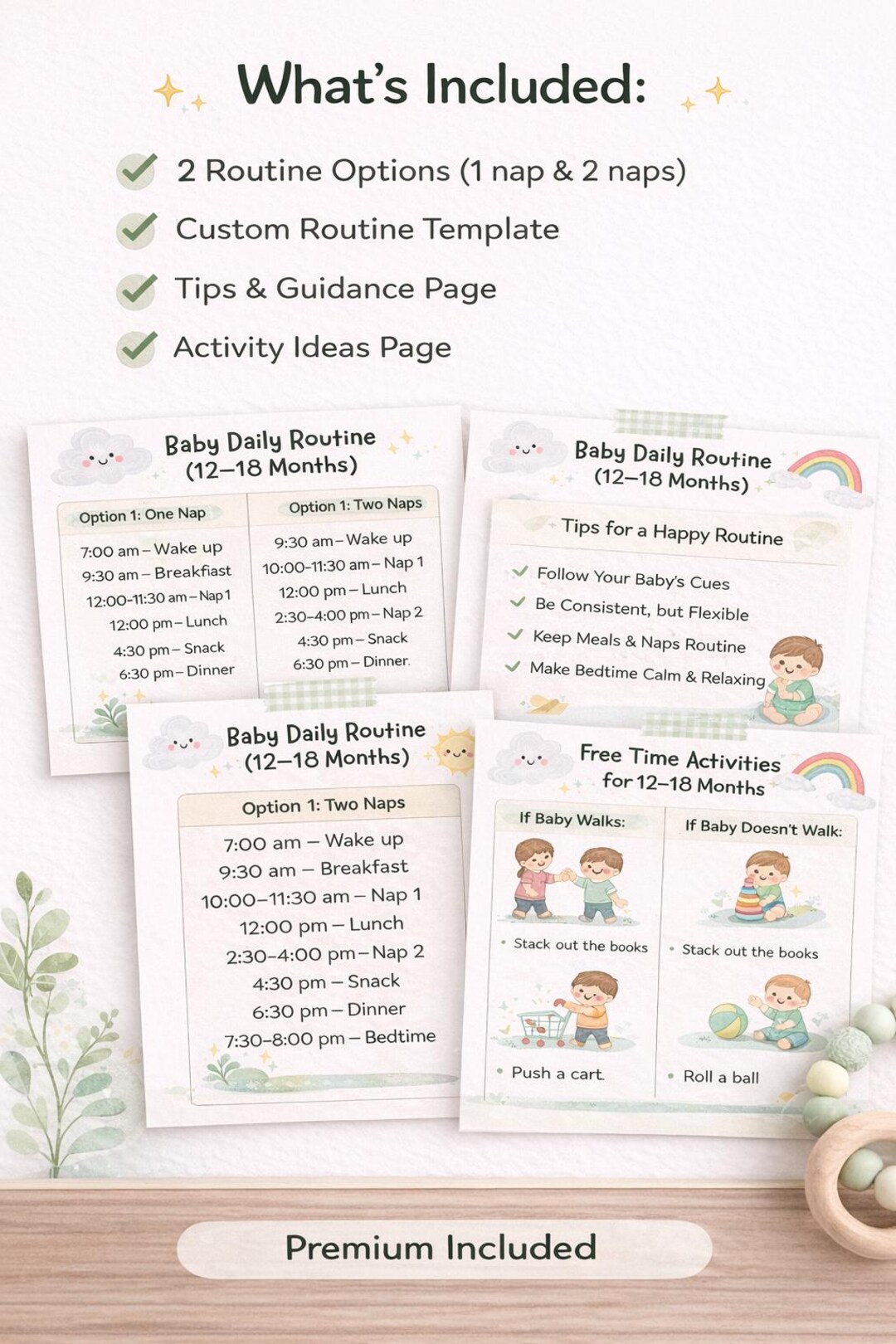 Baby Daily Routine Printable (12-18 Months), Toddler Schedule, 1 or 2 ...
