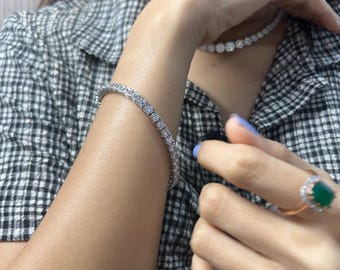 6 Carat Lab Grown Diamond Tennis Bracelet, 14K White Gold, 7 Inch