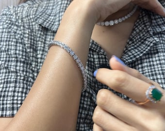 Lab Grown Diamond Tennis Bracelet, 14K White Gold, 2 Carat, 7 Inch