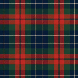 May include: A repeating textile pattern featuring a classic plaid design. The fabric displays intersecting horizontal and vertical bands in deep navy blue, forest green, and vibrant red, accented by thin, crisp white lines forming a grid.