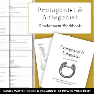 Protagonist & Antagonist Character Development Workbook | Hero and Villain Writing Prompt Exercises for Authors | Novel Planner Tool