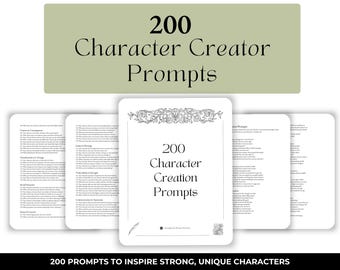 Character Creator Writing Prompts | 200 Character Development Story Ideas | Creative Writing Exercises | Novel Planning Gift for Writers
