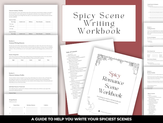 Spicy Romance Scene Workbook | Intimate Writing Guide | Fade-to-Black or Explicit | Printable Digital Author Planner | PDF & DOCX