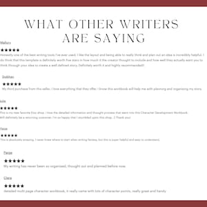 Image of 5-star reviews from other writers.